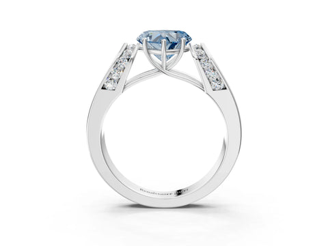 White gold Fancy Blue Heart Cut Cut Diamond Channel Set Solitaire Ring with Four-Prong Setting_99