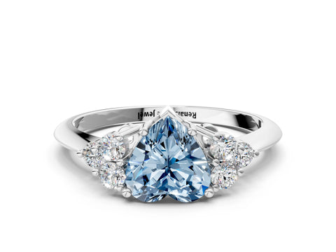 White gold Fancy Blue Heart Cut Cut Diamond Cluster Ring with Solitaire Band and Four-Prong Setting_12