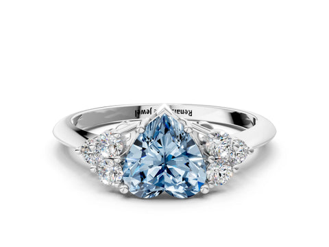 White gold Fancy Blue Heart Cut Cut Diamond Cluster Ring with Solitaire Band and Four-Prong Setting_12
