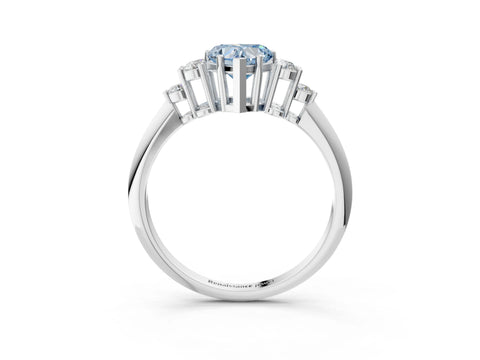 White gold Fancy Blue Heart Cut Cut Diamond Cluster Ring with Solitaire Band and Four-Prong Setting_15