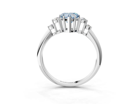 White gold Fancy Blue Heart Cut Cut Diamond Cluster Ring with Solitaire Band and Four-Prong Setting_15