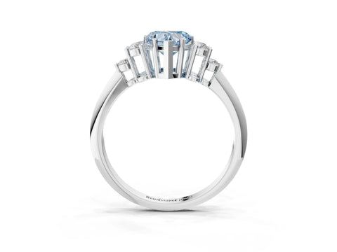 White gold Fancy Blue Heart Cut Cut Diamond Cluster Ring with Solitaire Band and Four-Prong Setting_15