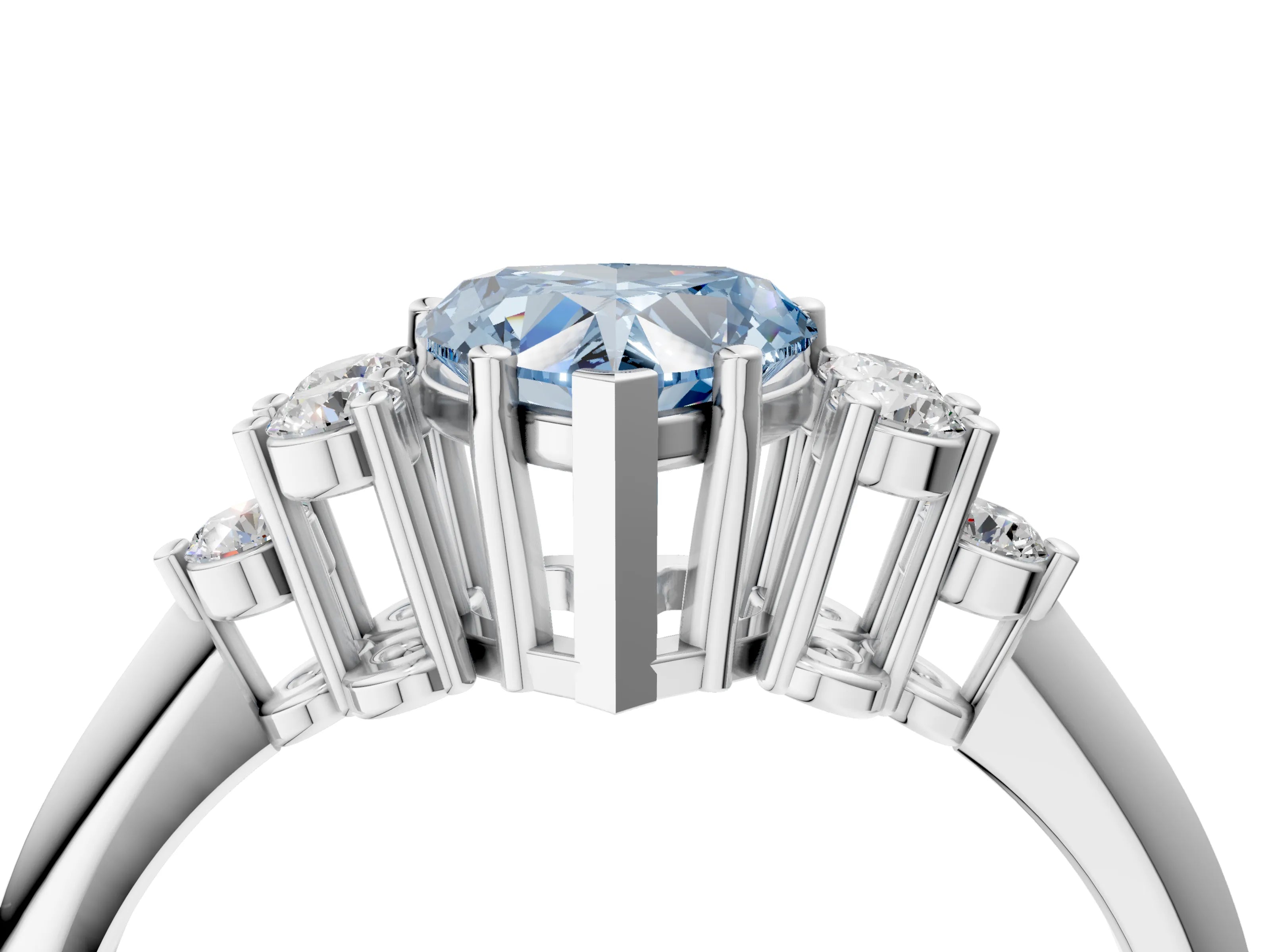 White gold Fancy Blue Heart Cut Cut Diamond Cluster Ring with Solitaire Band and Four-Prong Setting_16