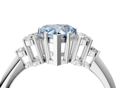 White gold Fancy Blue Heart Cut Cut Diamond Cluster Ring with Solitaire Band and Four-Prong Setting_16