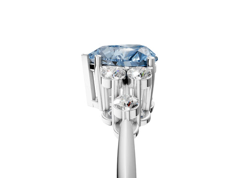 White gold Fancy Blue Heart Cut Cut Diamond Cluster Ring with Solitaire Band and Four-Prong Setting_17