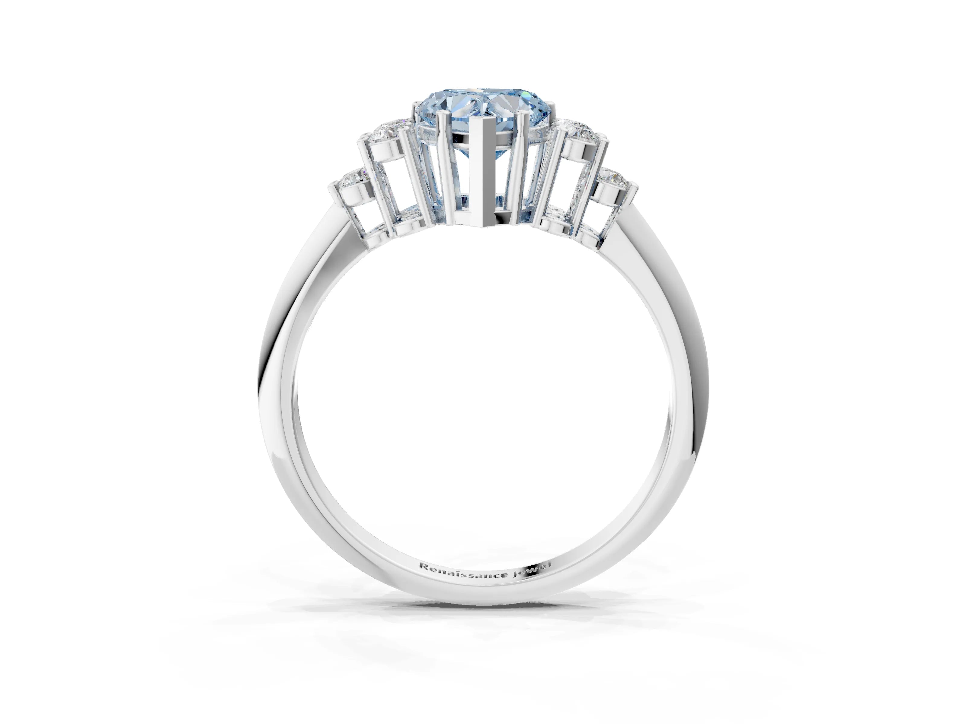 White gold Fancy Blue Heart Cut Cut Diamond Cluster Ring with Solitaire Band and Four-Prong Setting_27