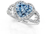 White gold Fancy Blue Heart Cut Cut Diamond Halo Engagement Ring with Open Split Pavé Band_1