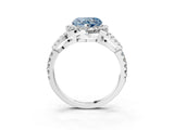 White gold Fancy Blue Heart Cut Cut Diamond Halo Engagement Ring with Open Split Pavé Band_3