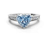 White gold Fancy Blue Heart Cut Cut Diamond Milgrain Pave Band Four-Prong Setting Ring_15