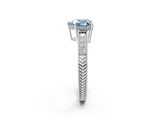 White gold Fancy Blue Heart Cut Cut Diamond Milgrain Pave Band Four-Prong Setting Ring_17