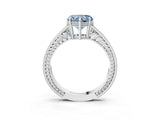 White gold Fancy Blue Heart Cut Cut Diamond Milgrain Pave Band Four-Prong Setting Ring_18