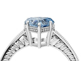 White gold Fancy Blue Heart Cut Cut Diamond Milgrain Pave Band Four-Prong Setting Ring_19