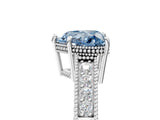 White gold Fancy Blue Heart Cut Cut Diamond Milgrain Pave Band Four-Prong Setting Ring_20