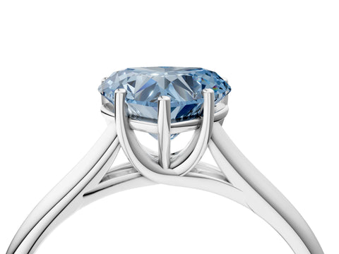 White gold Fancy Blue Heart Cut Cut Diamond Solitaire Engagement Ring with Tapered Plain Band and Four-Prong Setting_16
