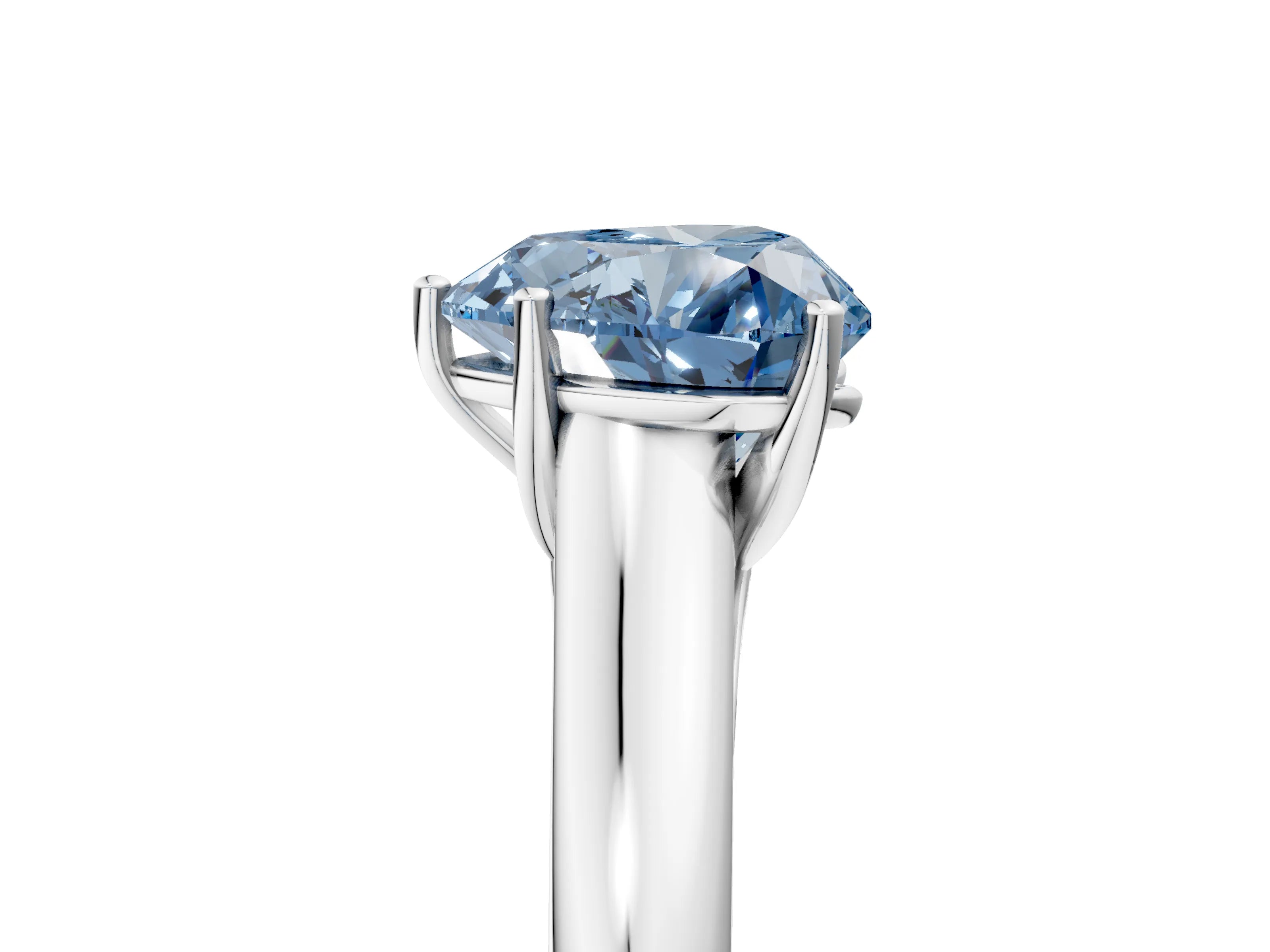 White gold Fancy Blue Heart Cut Cut Diamond Solitaire Engagement Ring with Tapered Plain Band and Four-Prong Setting_17