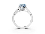 White gold Fancy Blue Heart Cut Cut Diamond Twisted Band with Milgrain Pave Setting and Four-Prong Setting_3