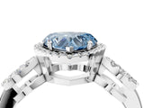 White gold Fancy Blue Heart Cut Cut Halo Diamond Infinity Band with Four-Prong Setting_4