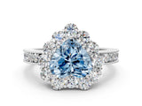 White gold Fancy Blue Heart Cut Cut Halo Diamond Pavé Engagement Ring with Milgrain Detailing_24