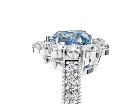 White gold Fancy Blue Heart Cut Cut Halo Diamond Pavé Engagement Ring with Milgrain Detailing_29