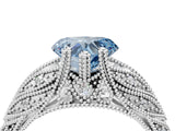 White gold Fancy Blue Heart Cut Cut Milgrain Pave Diamond Engagement Ring with Four-Prong Setting_7
