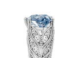 White gold Fancy Blue Heart Cut Cut Milgrain Pave Diamond Engagement Ring with Four-Prong Setting_8