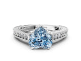White gold Fancy Blue Heart Cut Cut Pave Band Milgrain Solitaire Ring_6
