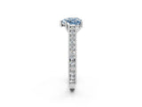 White gold Fancy Blue Heart Cut Cut Pave Band Milgrain Solitaire Ring_8