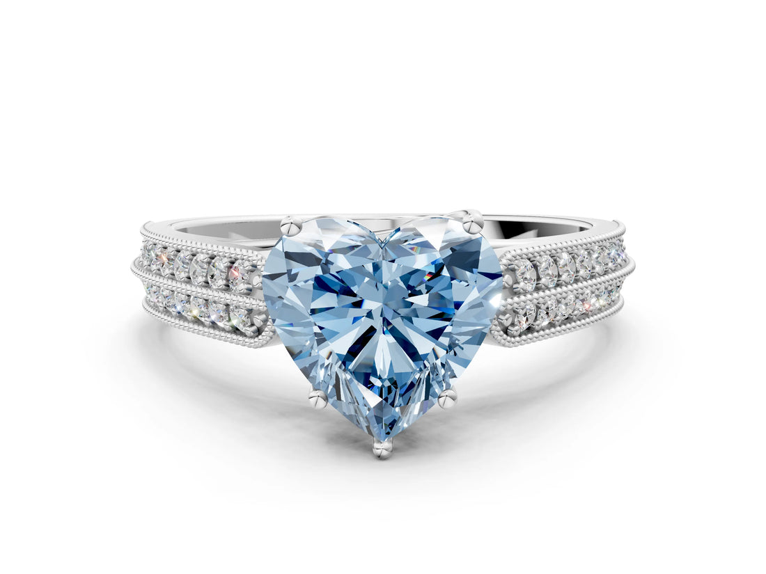 White gold Fancy Blue Heart Cut Cut Pave Split Shank Engagement Ring with Four-Prong Setting_12