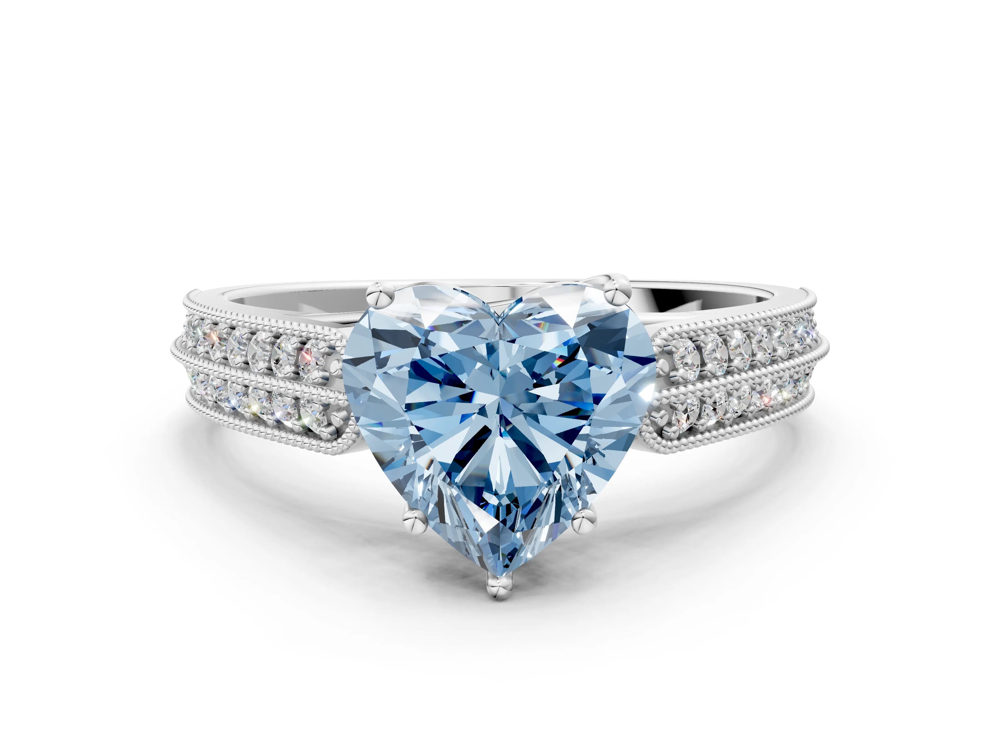 White gold Fancy Blue Heart Cut Cut Pave Split Shank Engagement Ring with Four-Prong Setting_12
