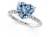 White gold Fancy Blue Heart Cut Diamond Brilliant Solitaire Ring with Pavé Band and Four-Prong Setting_13