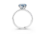 White gold Fancy Blue Heart Cut Diamond Brilliant Solitaire Ring with Pavé Band and Four-Prong Setting_15