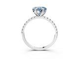 White gold Fancy Blue Heart Cut Diamond Brilliant Solitaire Ring with Pavé Band and Four-Prong Setting_3