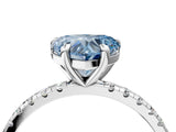 White gold Fancy Blue Heart Cut Diamond Brilliant Solitaire Ring with Pavé Band and Four-Prong Setting_4