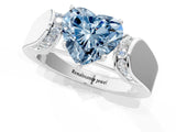 White gold Fancy Blue Heart Cut Diamond Channel Set Solitaire Ring with Four-Prong Setting_38