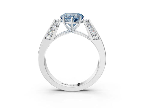 White gold Fancy Blue Heart Cut Diamond Channel Set Solitaire Ring with Four-Prong Setting_39