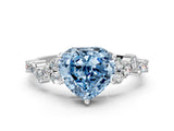 White gold Fancy Blue Heart Cut Diamond Cluster Pavé Band with Four-Prong Setting_12