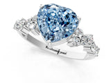 White gold Fancy Blue Heart Cut Diamond Cluster Pavé Band with Four-Prong Setting_13