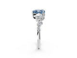 White gold Fancy Blue Heart Cut Diamond Cluster Pavé Band with Four-Prong Setting_14