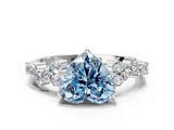 White gold Fancy Blue Heart Cut Diamond Cluster Pavé Band with Four-Prong Setting_3