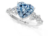 White gold Fancy Blue Heart Cut Diamond Cluster Pavé Band with Four-Prong Setting_4