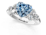 White gold Fancy Blue Heart  Cut Diamond Cluster Ring with Round Accent Stones and Prong Setting on a Classic Band_50