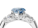 White gold Fancy Blue Heart  Cut Diamond Cluster Ring with Round Accent Stones and Prong Setting on a Classic Band_53
