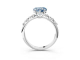 White gold Fancy Blue Heart Cut Diamond Cluster Side Stone Solitaire Ring with Prong Setting_97