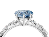 White gold Fancy Blue Heart Cut Diamond Cluster Side Stone Solitaire Ring with Prong Setting_98