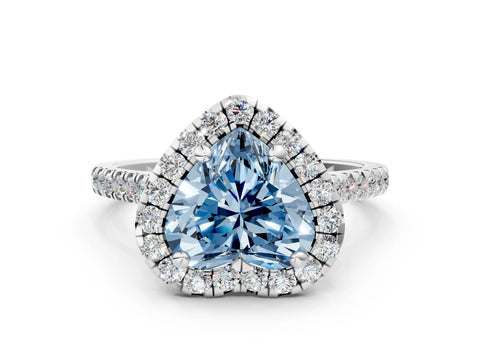 White gold Fancy Blue Heart Cut Diamond Cushion Halo Ring with Pavé Band_12