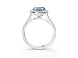 White gold Fancy Blue Heart Cut Diamond Cushion Halo Ring with Pavé Band_15