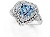 White gold Fancy Blue Heart Cut Diamond Double Halo Ring with Pavé Band and Prong Setting_91