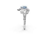 White gold Fancy Blue Heart Cut Diamond Double Halo Ring with Pavé Band and Prong Setting_91