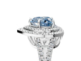 White gold Fancy Blue Heart Cut Diamond Double Halo Ring with Pavé Band and Prong Setting_95