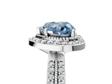 White gold Fancy Blue Heart Cut Diamond Double Halo Ring with Split Shank and Four-Prong Setting_5